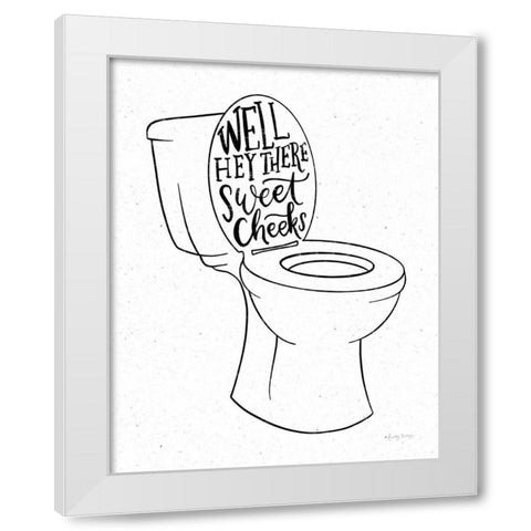 Bathroom Puns IV White Modern Wood Framed Art Print by Thorns, Becky