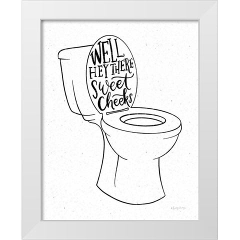 Bathroom Puns IV White Modern Wood Framed Art Print by Thorns, Becky