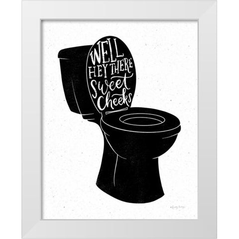 Bathroom Puns IV Black White Modern Wood Framed Art Print by Thorns, Becky