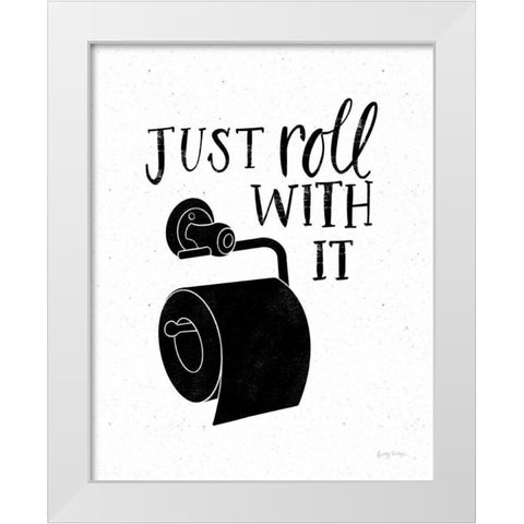 Bathroom Puns V Black White Modern Wood Framed Art Print by Thorns, Becky