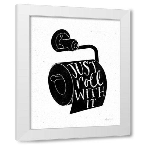 Bathroom Puns VI Black White Modern Wood Framed Art Print by Thorns, Becky