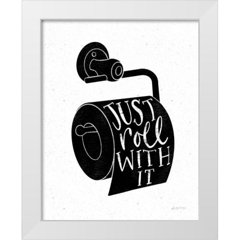 Bathroom Puns VI Black White Modern Wood Framed Art Print by Thorns, Becky