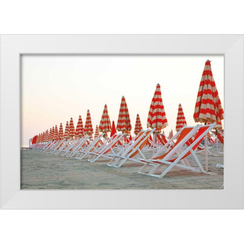 At the Beach II White Modern Wood Framed Art Print by Aledanda
