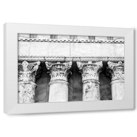 The Pillars White Modern Wood Framed Art Print by Aledanda