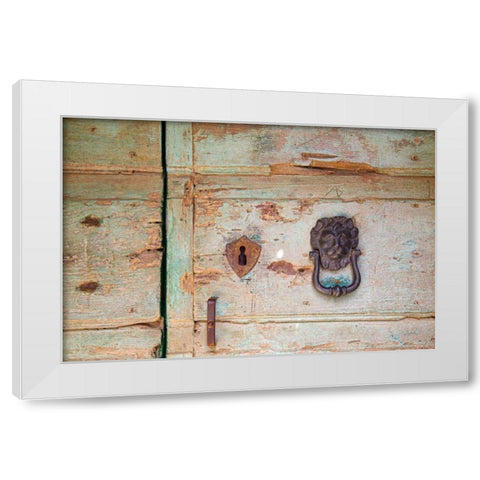 Please Knock White Modern Wood Framed Art Print by Aledanda