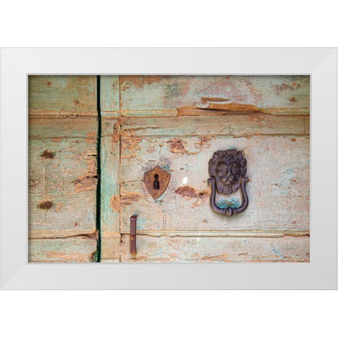 Please Knock White Modern Wood Framed Art Print by Aledanda
