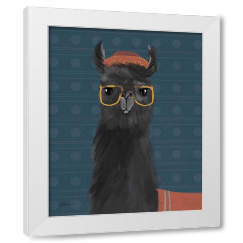 Delightful Alpacas IV Blue White Modern Wood Framed Art Print by Thorns, Becky