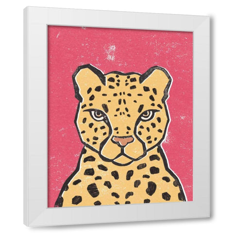 Jungle Cat Hot Pink White Modern Wood Framed Art Print by Hershey, Moira