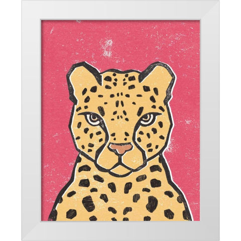 Jungle Cat Hot Pink White Modern Wood Framed Art Print by Hershey, Moira
