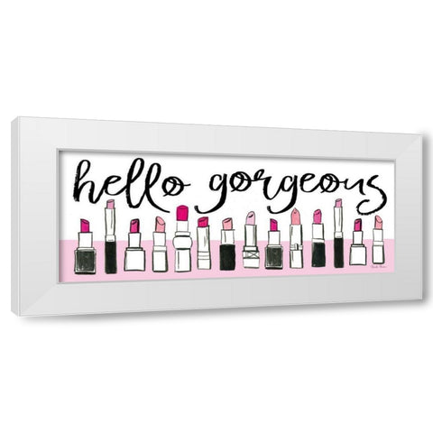 Hello Gorgeous White Modern Wood Framed Art Print by Zaman, Farida