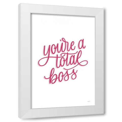 Total Boss White and Pink White Modern Wood Framed Art Print by Thorns, Becky