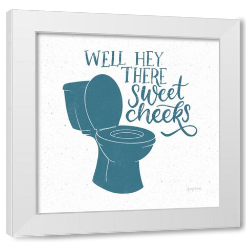 Turkish Tile Bathroom Puns III White Modern Wood Framed Art Print by Thorns, Becky