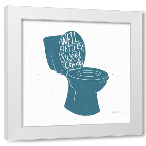 Turkish Tile Bathroom Puns IV White Modern Wood Framed Art Print by Thorns, Becky