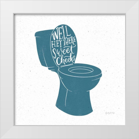 Turkish Tile Bathroom Puns IV White Modern Wood Framed Art Print by Thorns, Becky