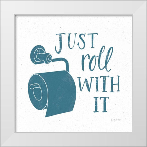 Turkish Tile Bathroom Puns V White Modern Wood Framed Art Print by Thorns, Becky