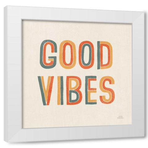 Retro Words I White Modern Wood Framed Art Print by Marshall, Laura