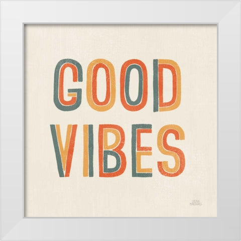 Retro Words I White Modern Wood Framed Art Print by Marshall, Laura