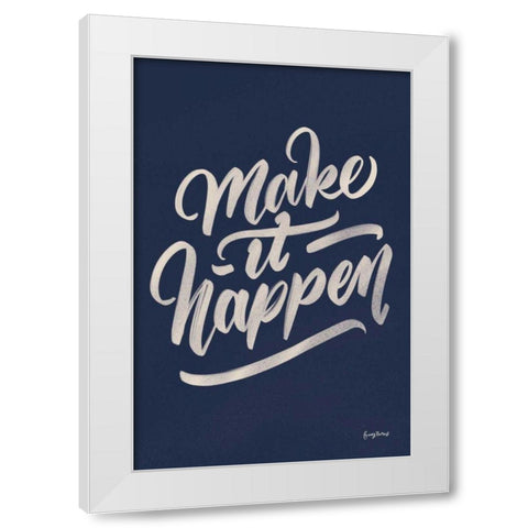 Encouraging Words - Happen White Modern Wood Framed Art Print by Thorns, Becky