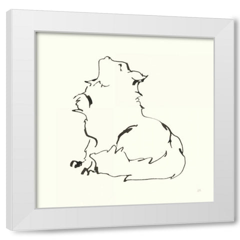 Line Kitten I White Modern Wood Framed Art Print by Paschke, Chris