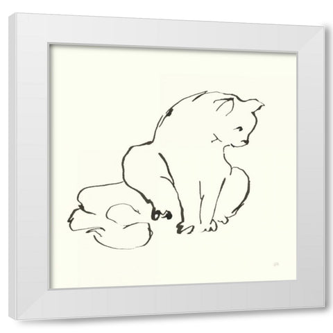 Line Kitten II White Modern Wood Framed Art Print by Paschke, Chris