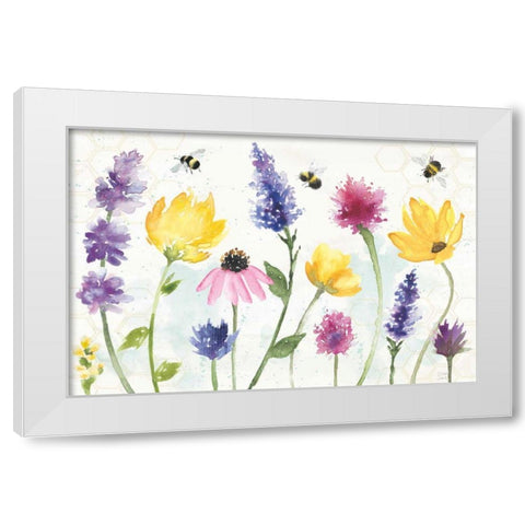 Bee Harmony I White Modern Wood Framed Art Print by June, Dina