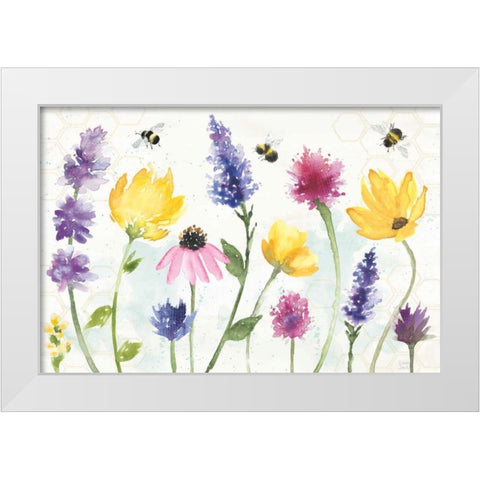 Bee Harmony I White Modern Wood Framed Art Print by June, Dina