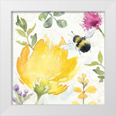 Bee Harmony II White Modern Wood Framed Art Print by June, Dina