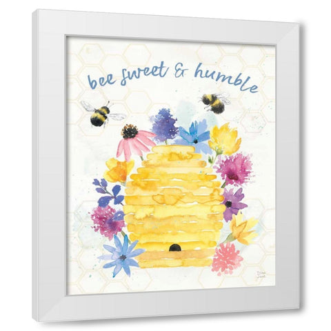 Bee Harmony IV White Modern Wood Framed Art Print by June, Dina