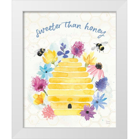 Bee Harmony V White Modern Wood Framed Art Print by June, Dina