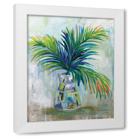 Palm Leaves I Red White Modern Wood Framed Art Print by Vertentes, Jeanette