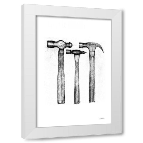 Hammers White Modern Wood Framed Art Print by Schick, Mike