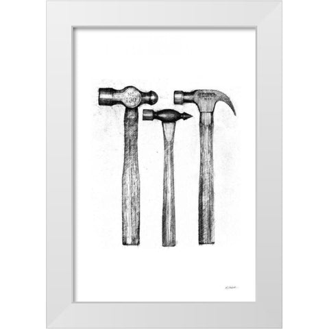 Hammers White Modern Wood Framed Art Print by Schick, Mike