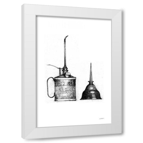 Oil Cans White Modern Wood Framed Art Print by Schick, Mike