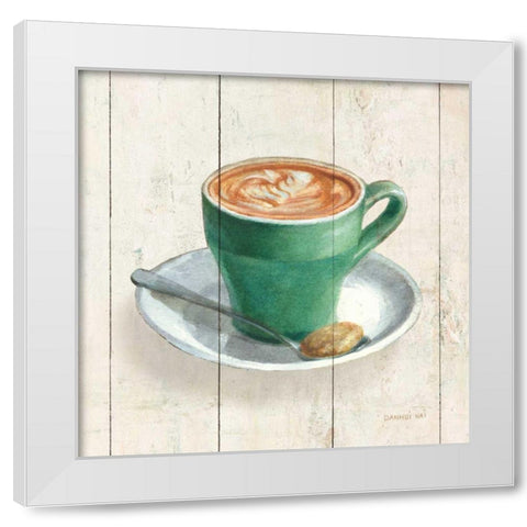 Wake Me Up Coffee II White Modern Wood Framed Art Print by Nai, Danhui