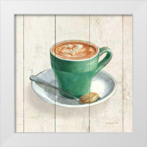 Wake Me Up Coffee II White Modern Wood Framed Art Print by Nai, Danhui