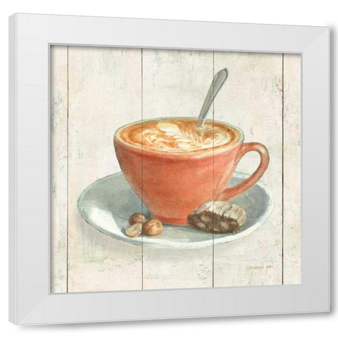 Wake Me Up Coffee III White Modern Wood Framed Art Print by Nai, Danhui