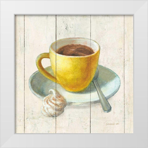 Wake Me Up Coffee IV White Modern Wood Framed Art Print by Nai, Danhui