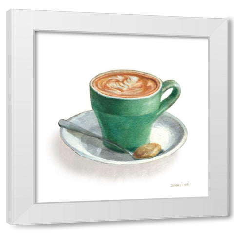 Wake Me Up Coffee II on White White Modern Wood Framed Art Print by Nai, Danhui