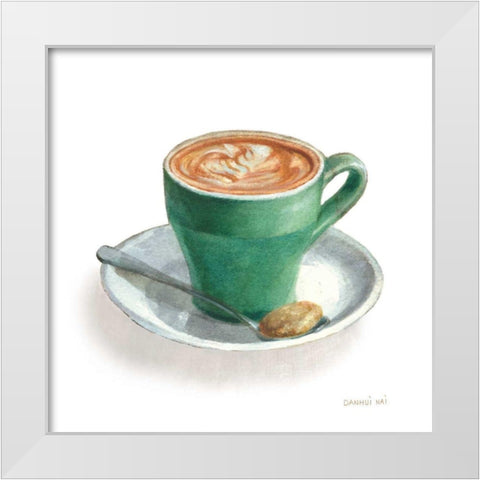 Wake Me Up Coffee II on White White Modern Wood Framed Art Print by Nai, Danhui