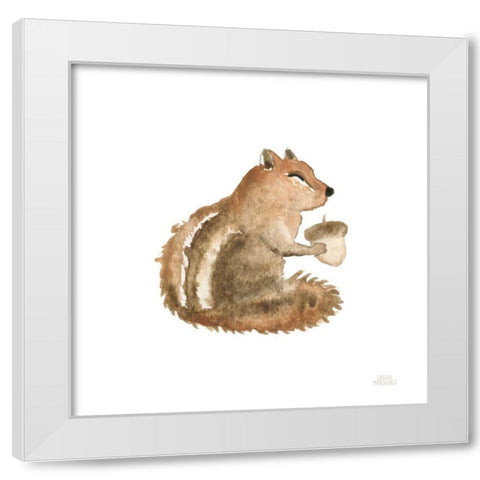 Woodland Whimsy Squirrel White Modern Wood Framed Art Print by Marshall, Laura
