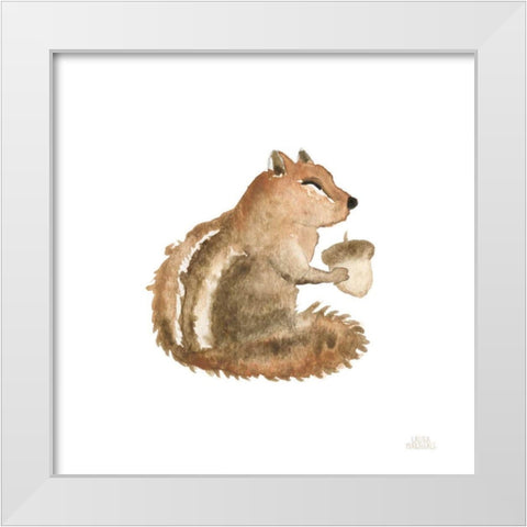 Woodland Whimsy Squirrel White Modern Wood Framed Art Print by Marshall, Laura