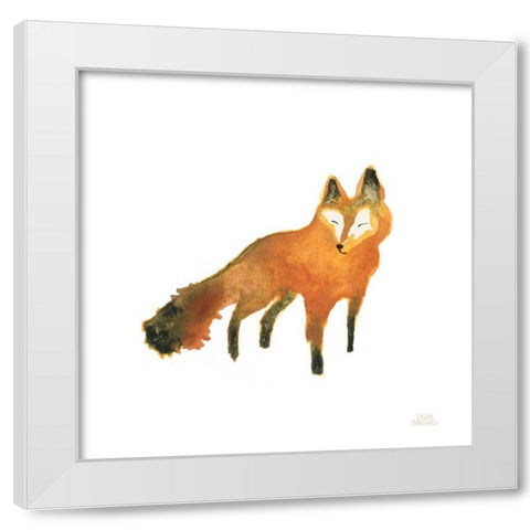 Woodland Whimsy Fox White Modern Wood Framed Art Print by Marshall, Laura