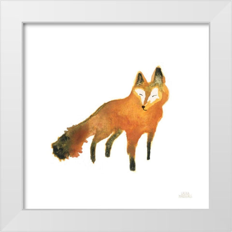 Woodland Whimsy Fox White Modern Wood Framed Art Print by Marshall, Laura