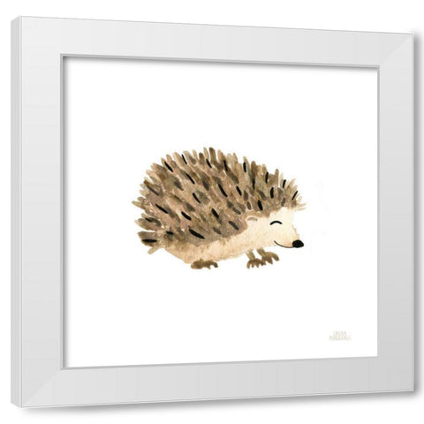 Woodland Whimsy Hedgehog White Modern Wood Framed Art Print by Marshall, Laura