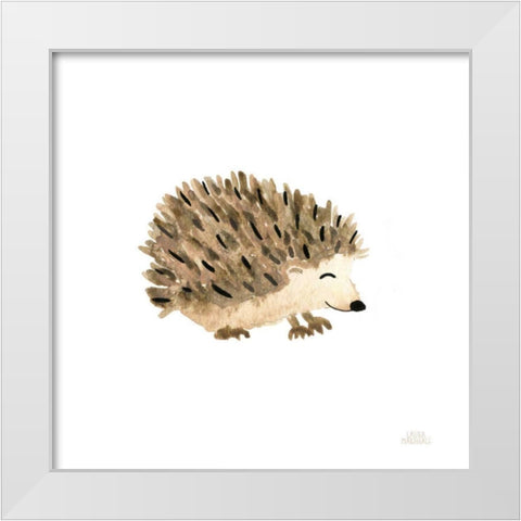 Woodland Whimsy Hedgehog White Modern Wood Framed Art Print by Marshall, Laura