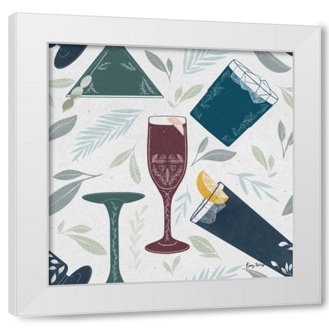 Fruity Cocktails Pattern IV White Modern Wood Framed Art Print by Thorns, Becky