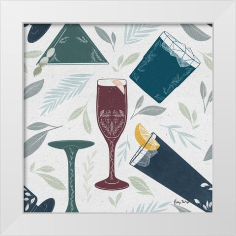 Fruity Cocktails Pattern IV White Modern Wood Framed Art Print by Thorns, Becky