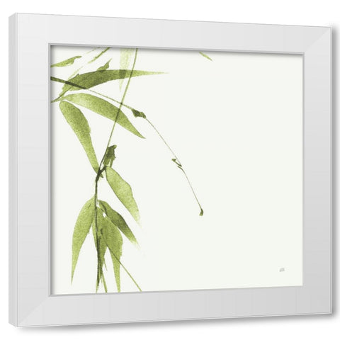 Bamboo V Green White Modern Wood Framed Art Print by Paschke, Chris