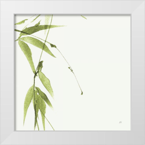 Bamboo V Green White Modern Wood Framed Art Print by Paschke, Chris