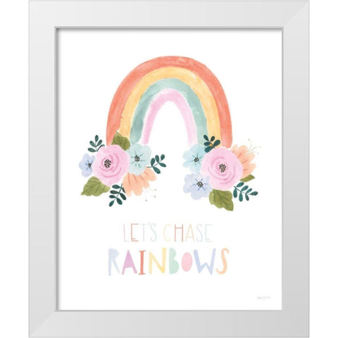 Lets Chase Rainbows I White Modern Wood Framed Art Print by Jackson, Jenaya